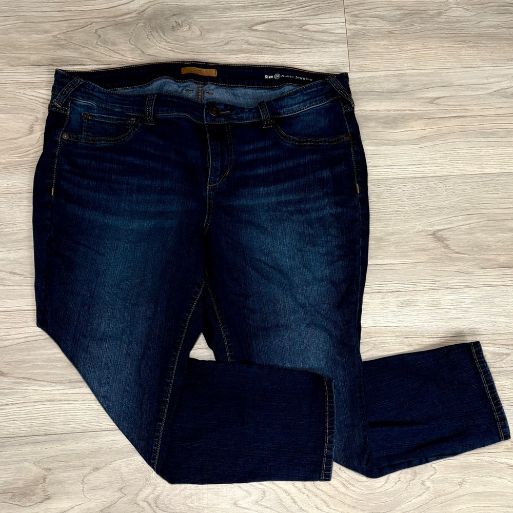 Stitch's Jeans USA‎ Womens Ankle Jegging Dark Wash Blue Stretch Denim Size 18